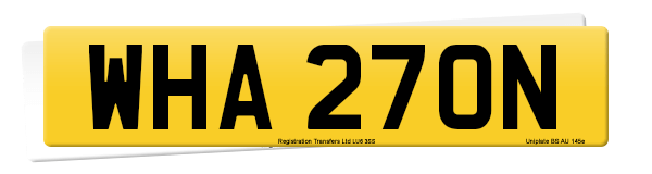 Registration number WHA 270N